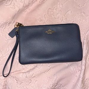 Grey double zip Coach wristlet/wallet